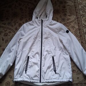 Michael Kors Womens  White Hooded Jacket Size L A9